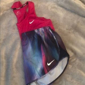 nike velvet shorts and tank top